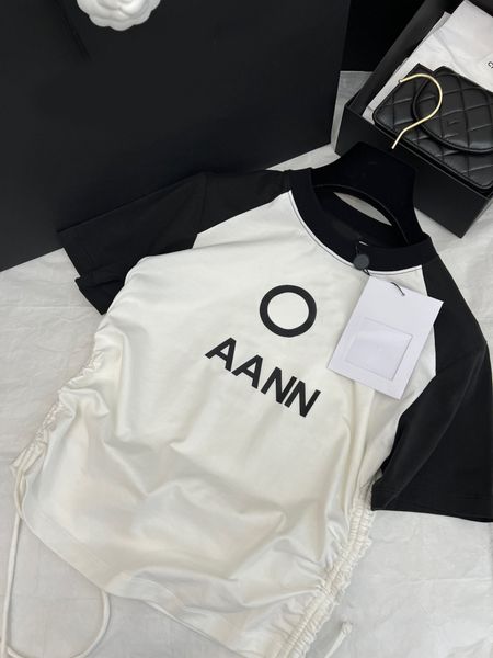 

2023 summer women designers o-neck drawstring t shirts fashion letter printing short sleeve tshirts tees luxury casual, White
