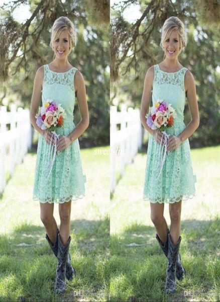 

2019 country mint green lace short mini bridesmaid dresses formal dress for junior and bridesmaid knee length wedding party 4485702, White;pink