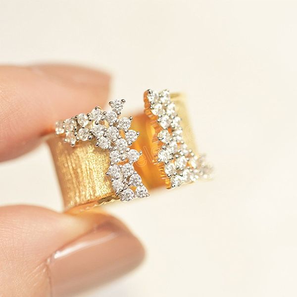 

fashion women's finger ring with cz stone wiredrawing effect gold color wide rings luxury female jewelry party, Silver