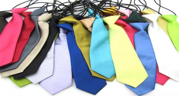 

100pcs 25 colors baby boy school wedding elastic neckties neck tiessolid plain colors child school tie boy y1935047220, Red;brown
