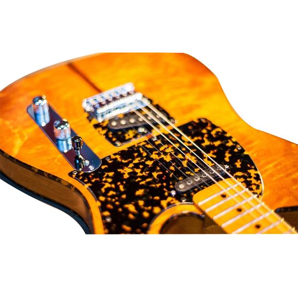 

vintage greek electric guitar maple yellow finish nicor red turtle pickguard