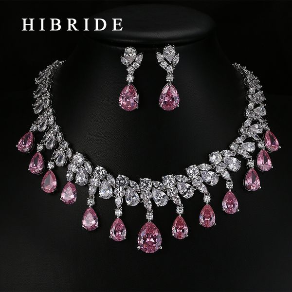 

earrings necklace hibride tear drop shape aaa cubic zirconia bridal wedding jewelry sets white gold color jewelry set n-59 230703, Silver