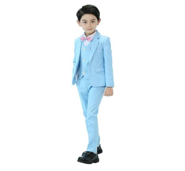 

boy039s formal wear boy fashion threepiece suit jacket pants vest solid color slim children039s ball party dress support 6098422, Black