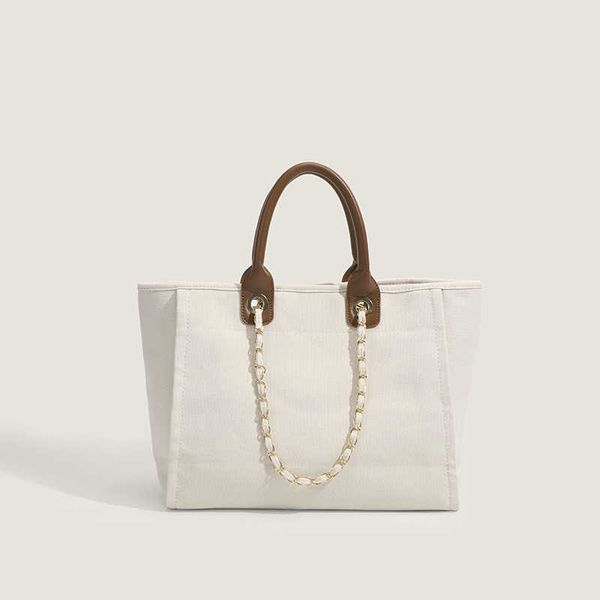 

bag new french chain big bag one shoulder portable canvas bag large capacity ins versatile tote bag women