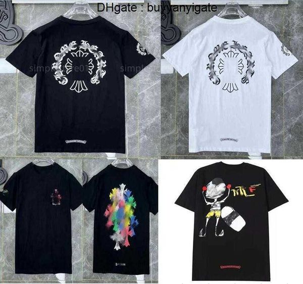 

new style mens classic t shirt heart fashion ch balck brand letter sanskrit cross pattern sweater t-shirts designers chromes pullovery1 tvsz, White;black