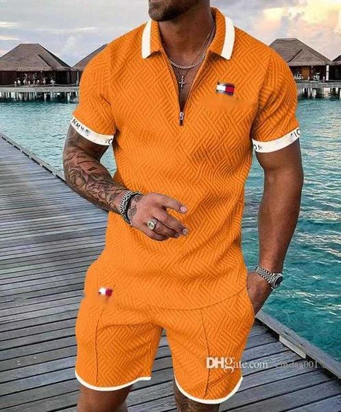 

plus size 3xl 4xl mens designer tracksuits luxury two piece set 2023 summer printed outfits short sleeve polo t-shirt and shorts sports suit, Gray
