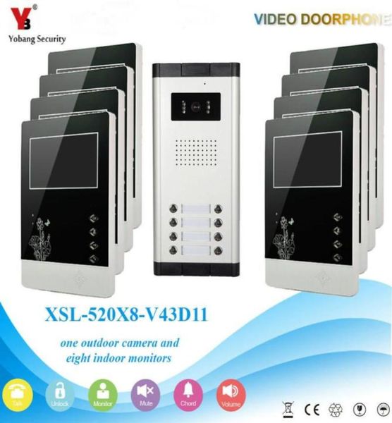 

yobang security 43quot video door entry intercom system for 8 floor apartment building doorbell phone interphone phones2746132