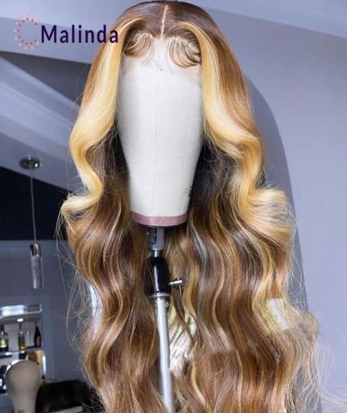 

lace wigs honey blonde body wave human hair for black women highlight loose front wig brazilian4471616, Black;brown