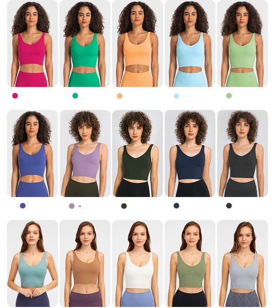 

ll new uback quick dry padded fitness bras crop women solid vesttype nylon yoga workout sports bras with removable pads