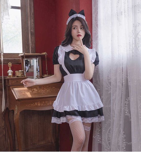

set cute maid costume mini lolita lace dress anime cosplay kitty girls cotton apron lovely halloween outfit for women blackhkd230703, Black;white