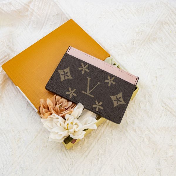 

3 credit designer card slots m60703 keychain mens mini wallet coin purses cardholder brown flower bags women key pouch card holder genuine l, Brown;gray
