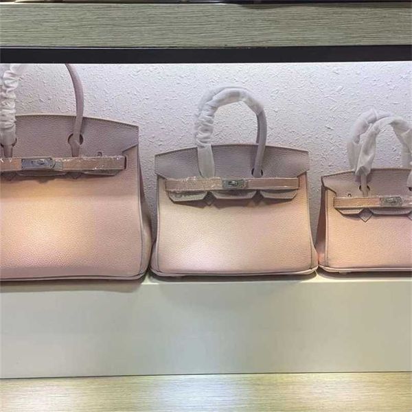 

designer birkins h ermeess crocodile leather handmade net red leather powder purple women 2021 fashion women summer one shoulder messenger k