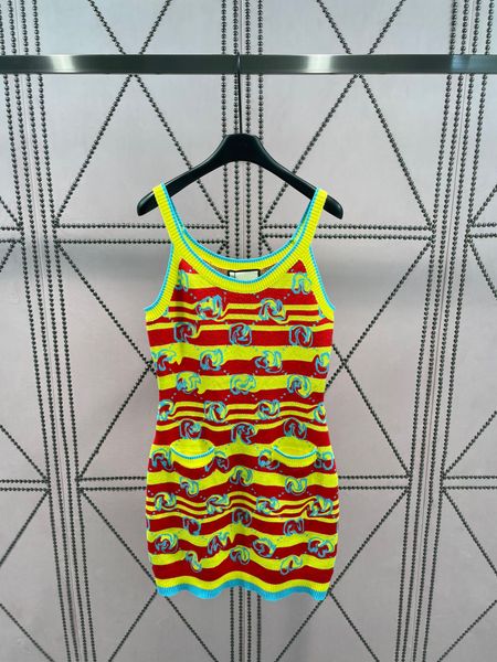 

2023 luxury brand casual dresses new summer knitted elegant lady tank dress women sleeveless mini dress, Black;gray