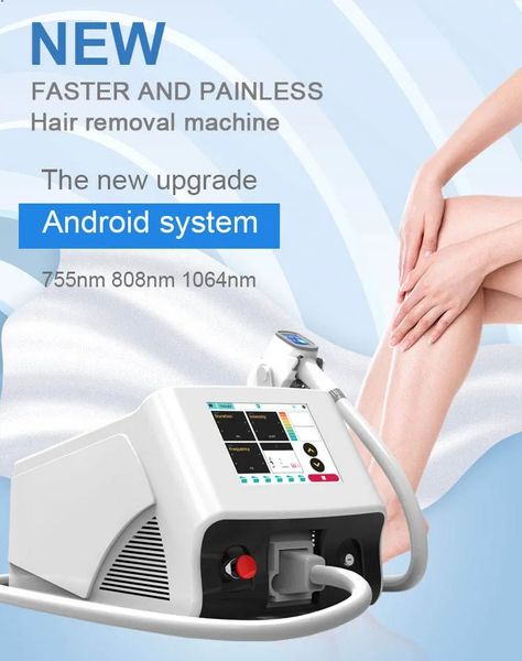 

multifunctional diode laser hair removal machine 3 waves 755nm 808nm 1064nm for arm/leg/underarm/facial/body hair remove beauty equipment, Black
