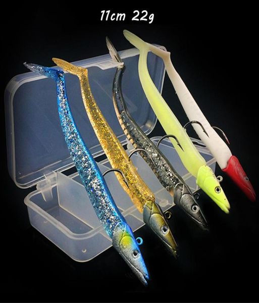 

11cm 22g bionic fish hook soft baits lures jigs single hooks fishhooks 5 color mixed silicone fishing gear 5 pieces box3071049