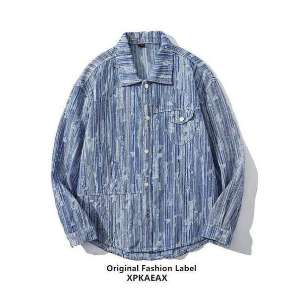 

men polo original fashion brand china-chic oversize design teenager hip hop fried street versatile denim shirt, White;black