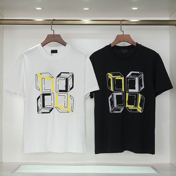 

high-end tide brand correct high version 2023 spring and summer new black and white two-color war horse offset round collar short t sleeve 8, White;black