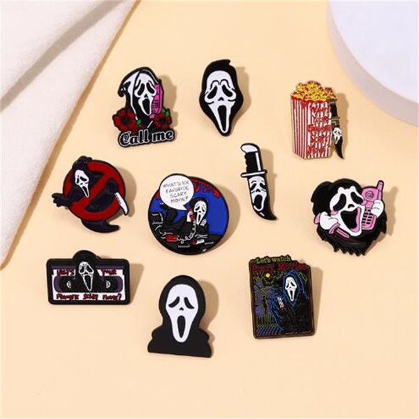 

europunk metal dark skull head series alloy breast pin tape potato chips flower skull halloween jewelry badge ae1193, Gray