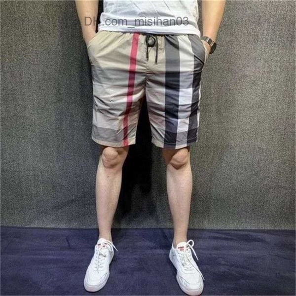 

men's shorts casual pants summer quick-drying beach harlan trend sports fashion striped plaid men's shorts five-point big capris k, White;black