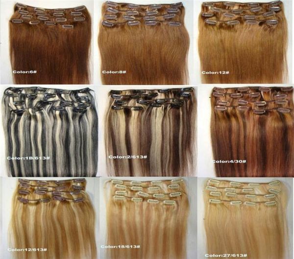 

clip in human hair extensions blond black brown 1522 inch 70g pack brazilian indian double weft for full head9733502