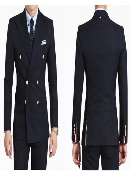 

doublebreasted side vent dark blueblack groom tuxedos men039s wedding dress holiday clothing business suit custom madejacket6852613, Black;gray