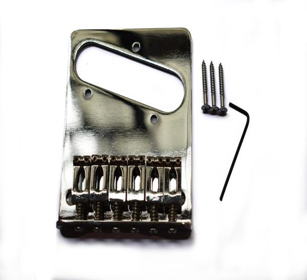 

one piece chrome 6 flate style saddle guitar bridge for telecaster tele electric guitar accessories and parts diy6444408
