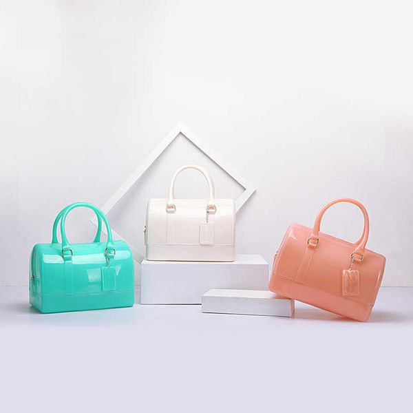 

candy colored jelly bag boston pillow bag one shoulder portable messenger simple versatile women's bag medium large bag