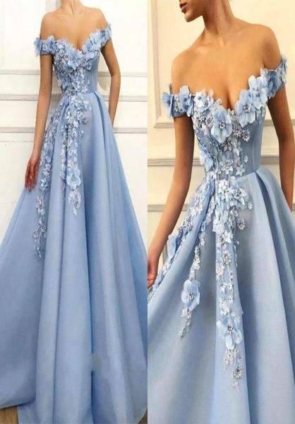 

2020 elegant prom dresses lace 3d floral appliqued pearls evening dress a line off the shoulder custom made special occasion gowns7618580, Black