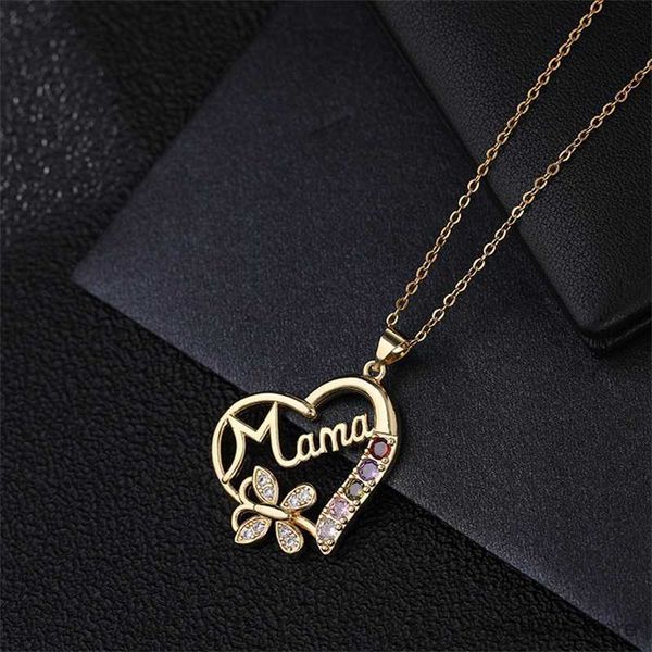 

pendant classic fashion income mom pendant necklace cute butterfly heart jewelry birthday mother's day gift for wife r230829, Silver
