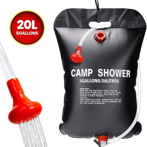 

beach accessories 20l portable shower bag large capacity with switch hose and plastic head for camping outdoor hiking picnic washing 230701