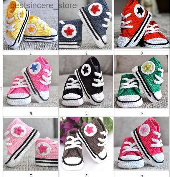 

qyflyxueqyflyxue- baby crochet sneakers first walk shoes kids sport handmade tennis booties cotton 0-12m 10pairs/lot custom l230522
