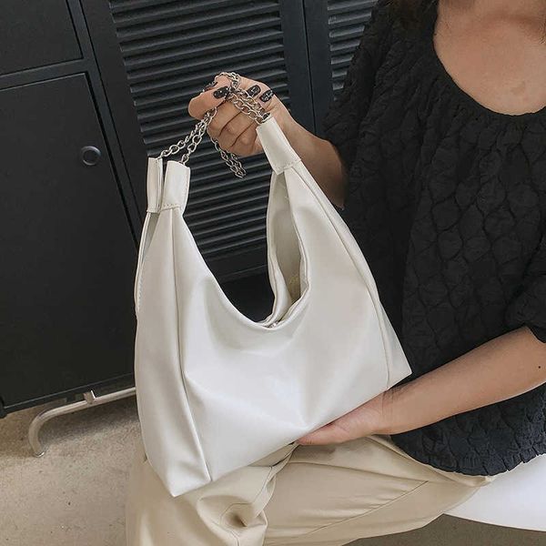 

version soft leather tote bag new trendy lazy style one shoulder large bag with large capacity chain underarm bag