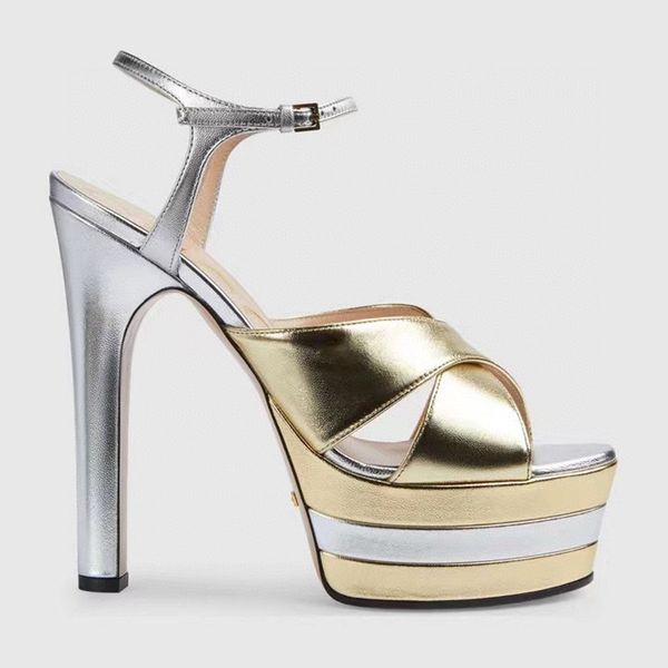 

cowhide sandals womens shoes designer snakeskin soft leather classic buckle platform heel cool shoe 14cm high heeled ladies hentian gao patc, Black