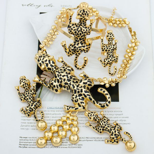 

earrings necklace leopard african earrings sets jewelry fashion women gold plated rings bracelet wedding necklace pendant dubai pendant part, Silver