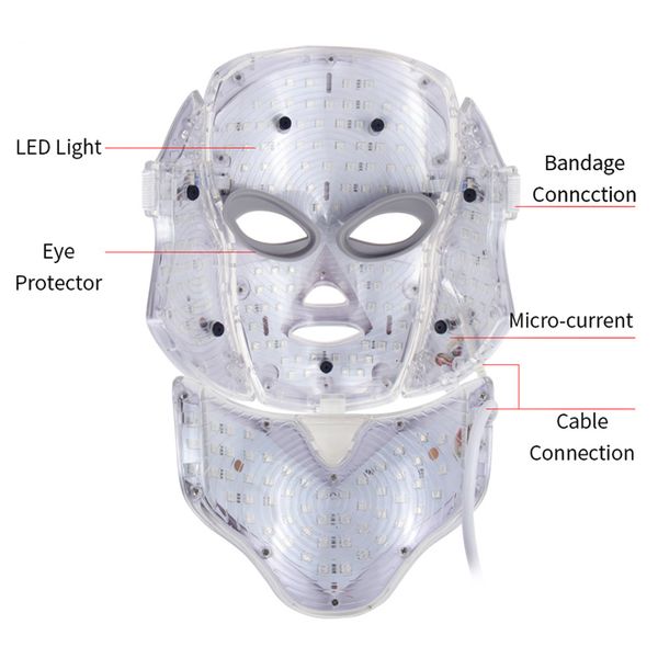 

face massager 7 colors led beauty mask neck skin rejuvenation tighten acne anti wrinkle treatment pon therapy tool 230701
