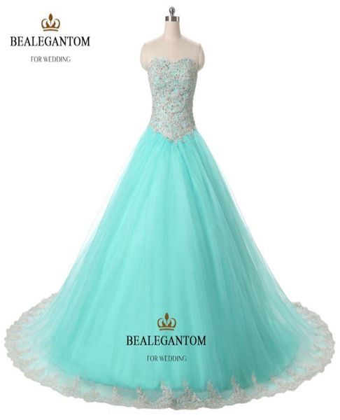 

2017 mint blue quinceanera dresses ball gown with lace ruffle sequins shiny sweet 16 prom pageant party gowns qc1265023648, Blue;red