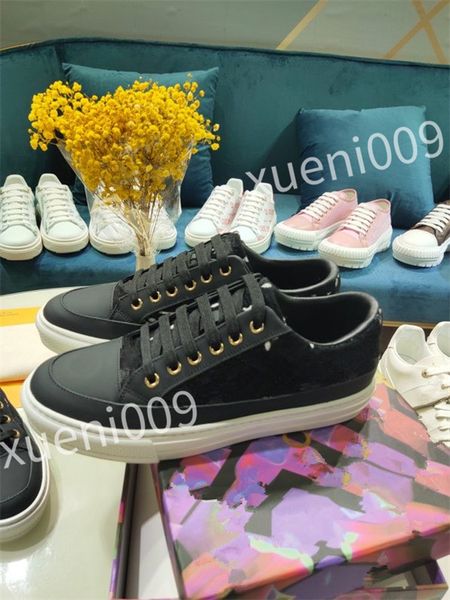 

luxury designer casual shoes women sneakers rubber trainers genuine leather sneaker multicolor lace-up skate shoes size 35-41 dc220515, Black