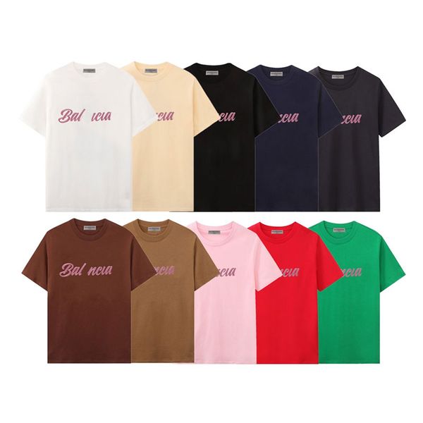 

paris mens designer balen mens t shirt pink letter logo t-shirt icon t-shirt fit size summer men t-shirts ciaga summer fashion casual short, White;black