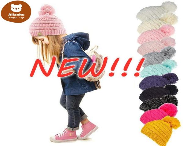

new beanie kids knitted hats kids chunky skull caps winter cable knit slouchy crochet hats outdoor warm beanie cap 11 colors 508908806, Yellow
