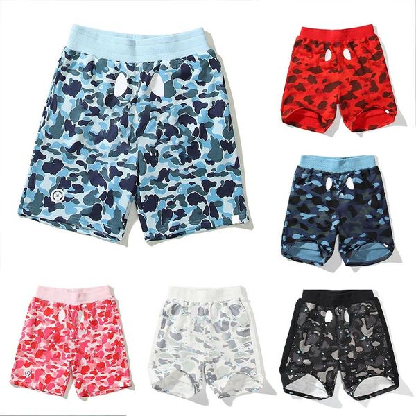 

mens designer shorts shark printing summer beach pants womens swimwear couples causal short pants loose sweatpant camouflage pattern print b, White;black