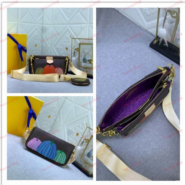 

3 piece cross body bag purse pumpkin screen printed bags chain carrying bag luxury money pocket designer circular coin wallet
