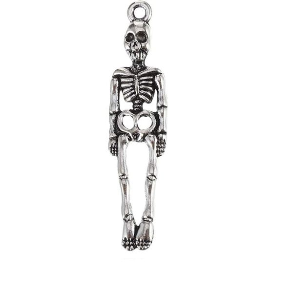 

50pcs halloween skeleton charms scary spooky skull pattern pendant diy craft handmade for halloween cosplay party decor, Bronze;silver