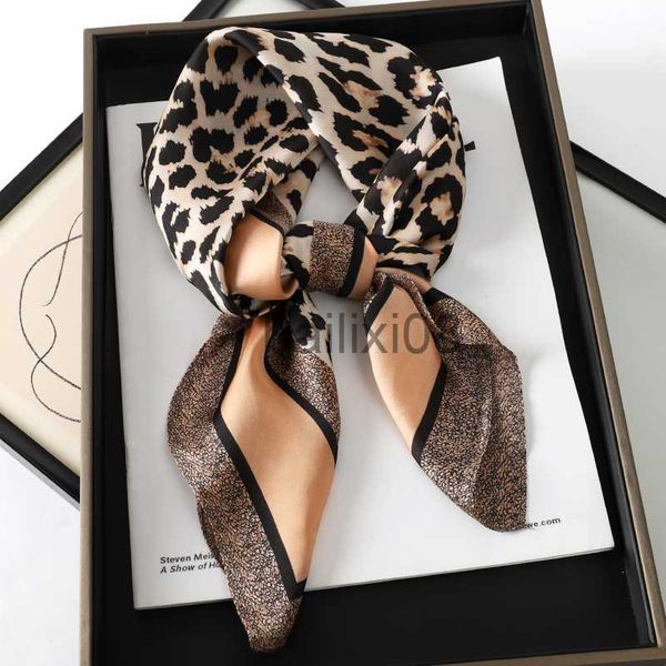 

scarves new satin shawl design wild leopard print silk square women neck scarves wrap headkerchief beh hair band women's bandana j23070, Blue;gray