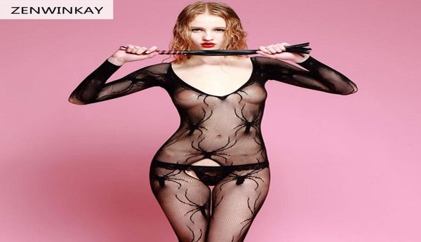 

2019 female long sleeve black crotchless fishnet lingerie women underwear erotic clothing wear3949138, Red;black