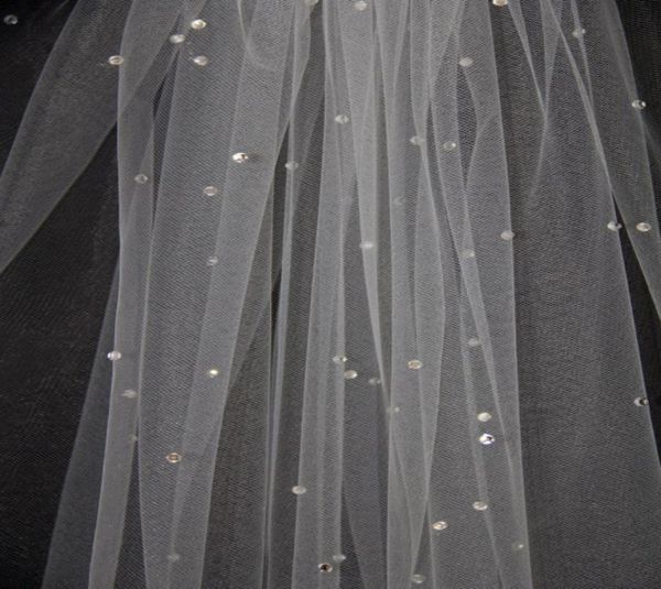 

new arrival elbow length white ivory wedding veil crystal bridal veils with comb one layer cut edge1020306, Black