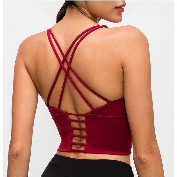 

lulu vest yoga bra y-type sports lengthen verison padded gym workout women naked-feel fabric plain sport yoga bras fitness crop woman