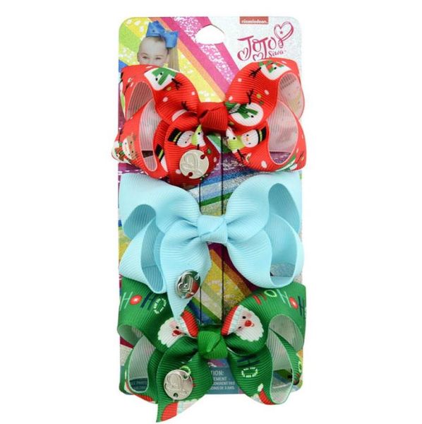 

3pcsset christmas jojo siwa girls hair clips cartoon jojo siwa bows baby bb clips kids barrettes girls hair bows hair accessories8927276, Slivery;white