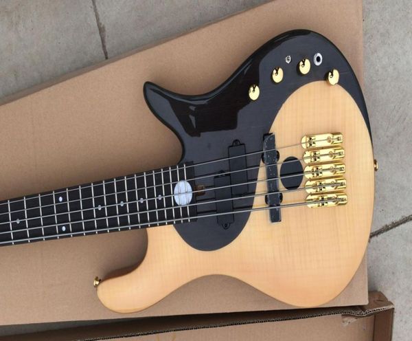 

custom fod yin yang natural 5 strings electric bass guitar flame maple maple neck gold hardware7799275