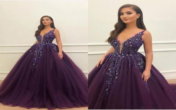 

purple v neck tulle ball gown quinceanera dresses spaghetti straps beading crystal ruched long formal evening party dresses4687095, Blue;red