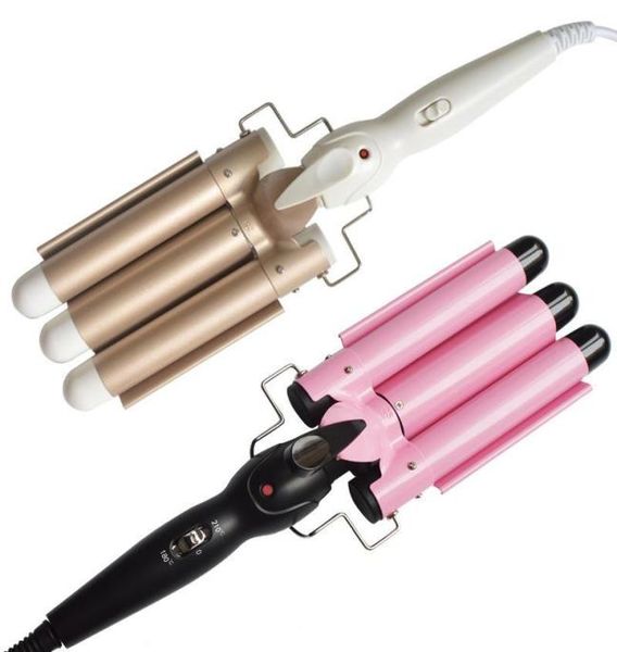 

professional ceramic triple 3 barrel hair wave waver styling tools digital salon curling iron curler wand hair styler2126893, Black